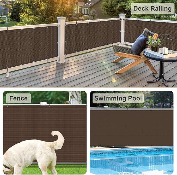 LOVE STORY 3.3' x 19.7' Balcony Privacy Screen Cover for Apartment, Brown | HDPE Fabric, 95% UV Block, Fence Cover for Patio Deck, Railing Screen for Porch, Privacy Protective, Custom Size Available