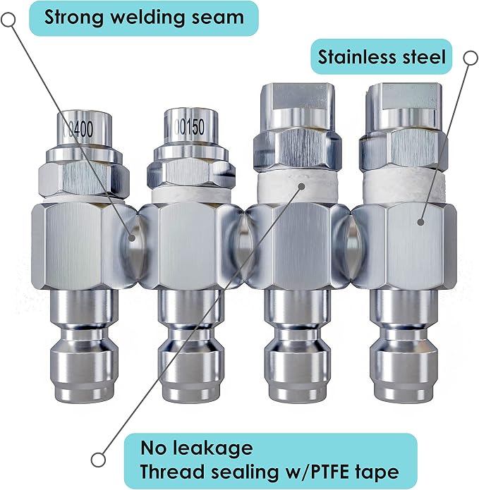 Jariko Jrod Pressure Washer Nozzle 5-6 GPM - High Pressure Hose J Rod - 1/4" Quick Connect for Soft Wash System - 4 Way 4 Tip Nozzle - Accessories