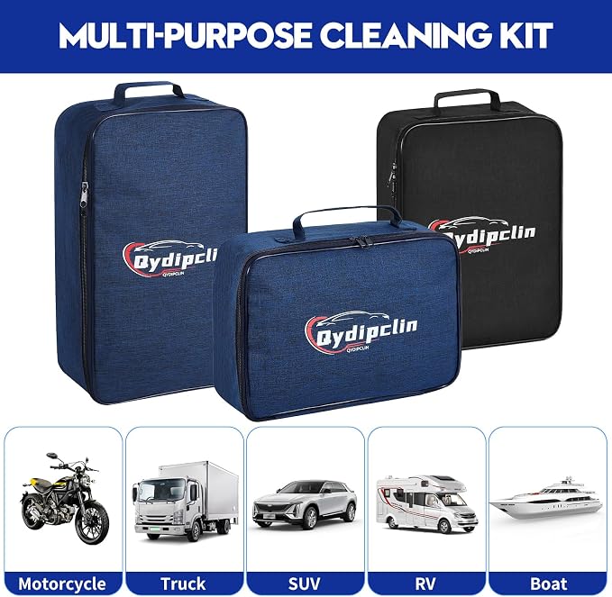 Qydipclin 24Pcs Car Detailing Kit, Car Detailing Brush Set, Car Wash Cleaning Kit, Car Detailing Brushes, Professional Car Care Kit for Interior Exterior Wheels, Blue