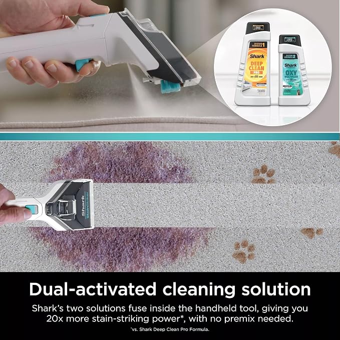 Shark PX201 StainStriker Portable Carpet & Upholstery Cleaner, Spot, Stain, & Odor Eliminator, 3 Attachments, Perfect for Pets, Carpet, Area Rugs, Couches, Upholstery, Cars & More, White (Renewed)