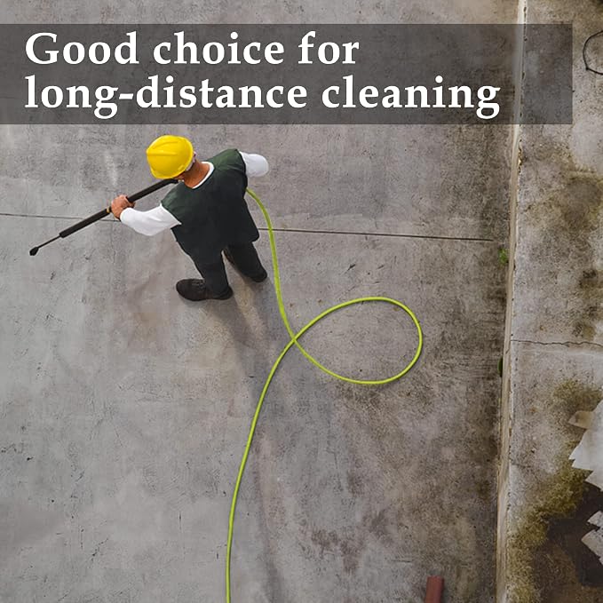 M MINGLE Pressure Washer Hose 100 FT x 1/4", M22 14mm Fittings, 3600 PSI | Replacement Power Wash Hose with 3/8" Quick Connect Kits, Kink Resistant, Ideal for Car, Driveway, Siding & Patio Cleaning