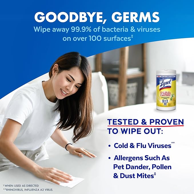 LYSOL Disinfecting Wipes, Multi-Surface Cleaner, Lemon, 80 ct. (4 Pack)