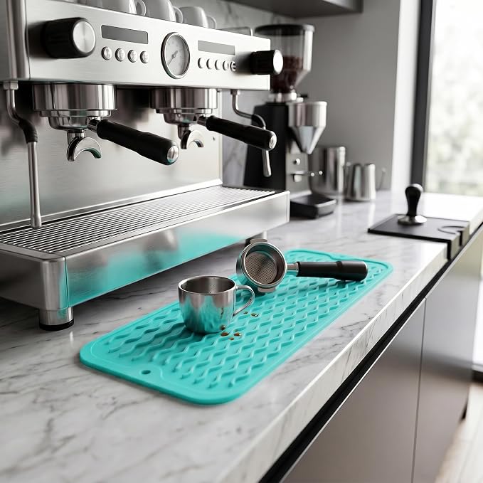 MicoYang Silicone Dish Drying Mat for Multiple Usage,Easy clean,Eco-friendly,Heat-resistant Silicone Mat for Kitchen Counter,Sink,Bar,Bottle,or Cup Mint M 17 inches x 6 inches