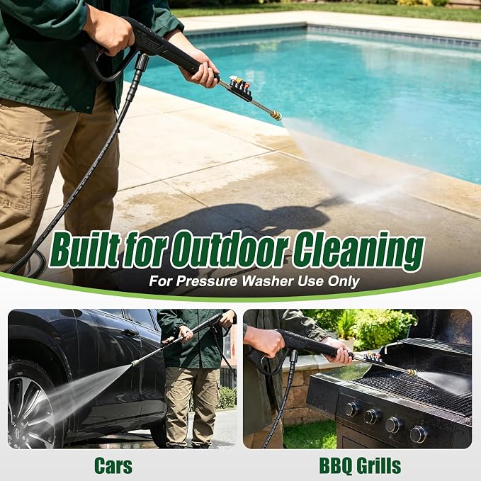 Pressure Washer Gun and Hose, 25 FT Hose with Extension Wand | 3600 PSI Gun & Hose Kit with Wand, M22-14mm Inlet & 1/4" Quick Connect