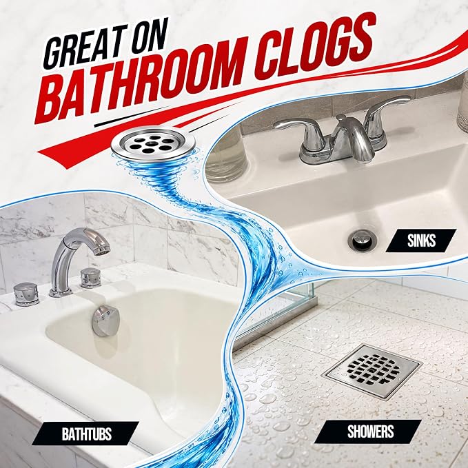 Drain Clog Remover for Slow Drains in Bathroom Sink, Shower and Tub | 6 Pack Flexible Drain Snakes Quickly Remove Hair Clogs and Restore Water Flow in Minutes