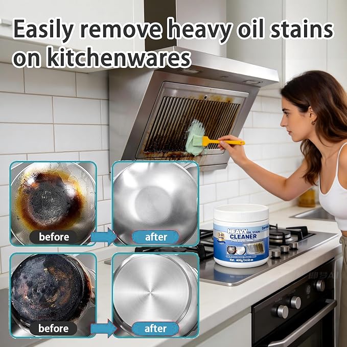 Heavy Oil Stain Cleaner, Pot Bottom Black Stain Cleaner,Stainless Steel Cleaning & Polishing, Powerful Kitchenware Cleaner, Multi-purpose Cleaner for Cookware (400, Grams)