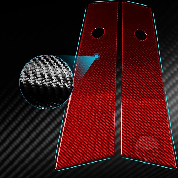 Red Real Carbon Fiber Trim for Tesla Accessories | for Model 3 2017-2022 / Model Y 2020-2024 Door Window B Pillars Sticker Exterior Thick Overlay Decal