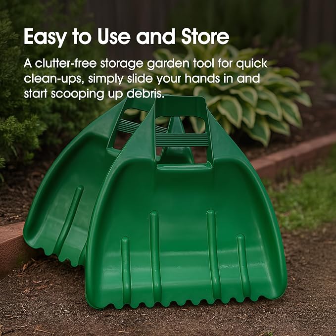 Whitefurze Leaf Grabber Garden Scoops for Removal of Leaves, Grass, Hedge Clippings and Mulching, Green