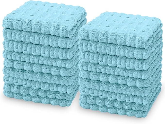 kimteny Microfiber Dish Cloths for Kitchen, 18 Pack 12 x 12 Inch Coral Velvet Kitchen Cleaning Cloths, Absorbent Reusable Non-Scratch Dish Rags for Dishes, Countertops & Sink