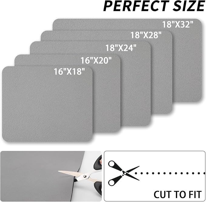 HotLive Dish Drying Mat for Kitchen Counter, Heat Resistant Drainer Mats with Non-slip Rubber Backed, Hide Stain Kitchen Super Absorbent Draining Mat, Easy to Clean Dish Rack Pad, Grey 18"x28"