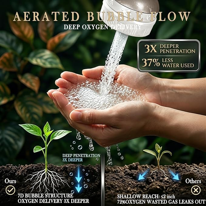 Garden Hose Nozzle Heavy Duty Metal Water Hose Sprayer | Heavy Duty Metal Spray Nozzle With Thumb Control. Japanese-style Design & 8 Spray Patterns For Different Blooming Seasons