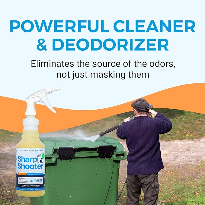 Sharpshooter, Heavy-Duty Trash Can Odor Eliminator & Degreaser, Garbage Surface Cleaner and Deodorizer Foam, Professional-Grade, Fresh Citrus Scent, 32 oz