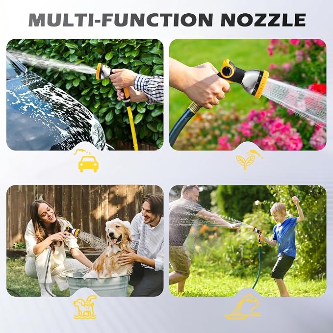 Garden Hose Nozzle High Pressure Leak Proof Spray Water Hose Nozzle Sprayer | Thumb Control 10 Spray Patterns On Off Valve Non-Slip Grip Hose Sprayer Nozzle for Plants & Lawns Watering,Car&Pet Washing