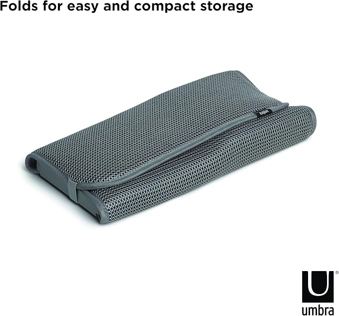 Umbra Udry Dish Rack and Microfiber Drying Mat – Space-Saving Design Folds Up for Easy Storage, Mini Rack, Gray