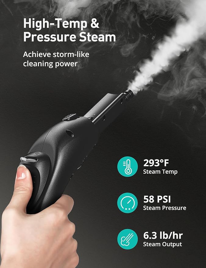 Carpet Steam Cleaner for Home, 293°F 58 PSI Powerful Multipurpose Handheld Steam Mop, 21 Attachments, 50Oz Capacity, Heavy Duty Steamer for Carpets, Floors, Cars, Tiles, Crack Cleaning, Turquoise