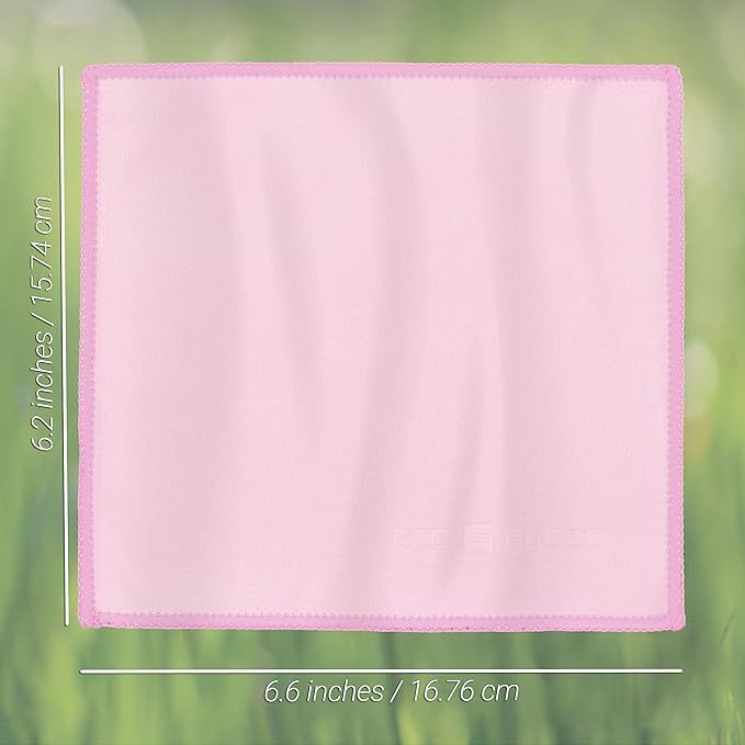 Eco-Fused Microfiber Cleaning Cloths Double-Sided - 5 Pack - 6.6 x 6.2 inch - Microfiber and Suede Cloth for Smartphones, LCD TV, Tablets, Laptop Screens, Camera Lenses (Pink)