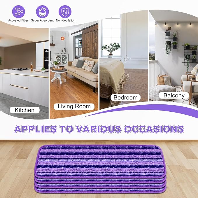 4 Pack Upgraded Reusable Mop Pads Compatible with Swiffer PowerMop, Mop Refill Pads Replacement for Swiffer Power Mop Spray Mop Pads for Multi-Surface Floor Cleaning, Quality Updated Cationic Material