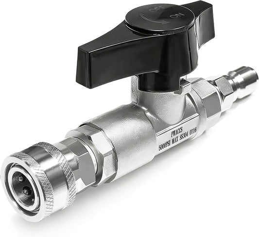 PWACCS Ball Valve Pressure Washer, 3/8" Quick Connect Shut Off Valve | Stainless Steel, for Power Washer Hose, DN10 Shutoff Ball Valve, High Pressure Wash, 5000 PSI