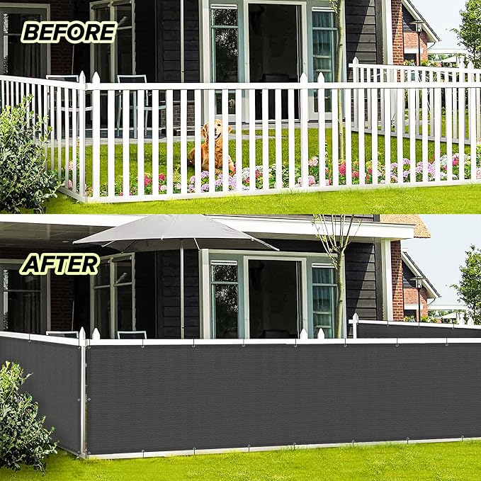 LOVE STORY 2.5' x 10' Balcony Privacy Screen Cover for Apartment, Dark Grey | HDPE Fabric, 95% UV Block, Fence Cover for Patio Deck, Railing Screen for Porch, Privacy Protective, Custom Size Available