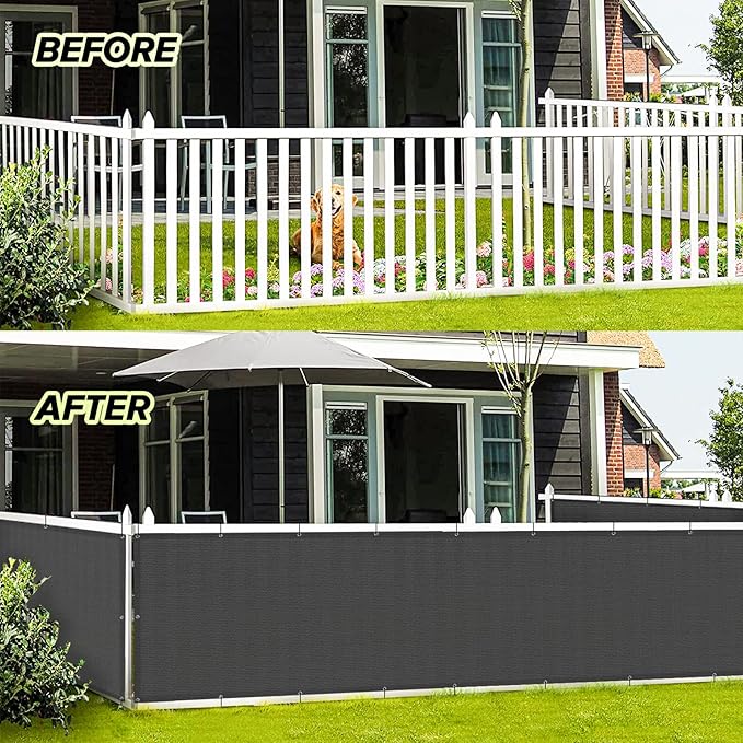 LOVE STORY 3' x 16' Balcony Privacy Screen Cover for Apartment, Dark Grey | HDPE Fabric, 95% UV Block, Fence Cover for Patio Deck, Railing Screen for Porch, Privacy Protective, Custom Size Available