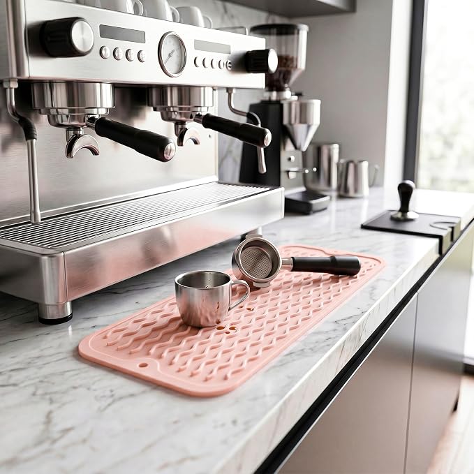 MicoYang Silicone Dish Drying Mat for Multiple Usage,Easy clean,Eco-friendly,Heat-resistant Silicone Mat for Kitchen Counter,Sink,Bar,Bottle,or Cup Pink M 17 inches x 6 inches
