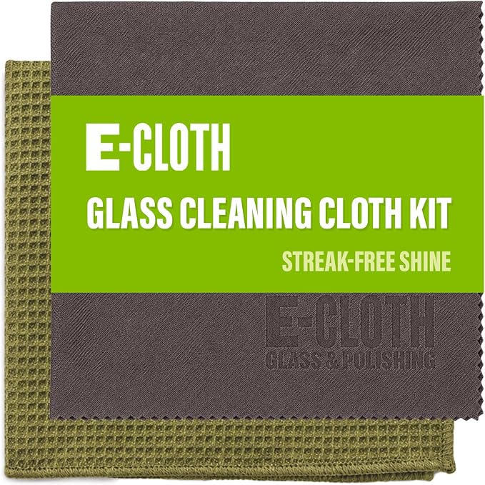 E-Cloth Window and Glass Cleaner Kit, Just Add Water - 1 Kit | Chemical-Free Cleaning - Reusable & Machine Washable Towel, Versatile Use for Mirrors, Cars, & Lenses, Winter Green
