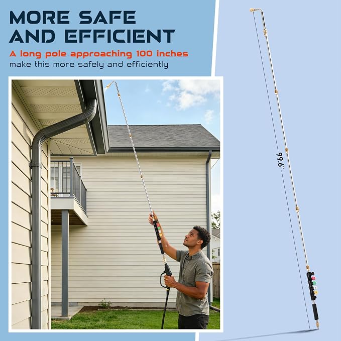 SEPLY Pressure Washer Extension Wand Upgrade, 9 Pack Power Washer Lance with 6 Nozzle Tips, 30°,90°,120° Curved Rod, 1/4" Quick Connect, 4000 PSI