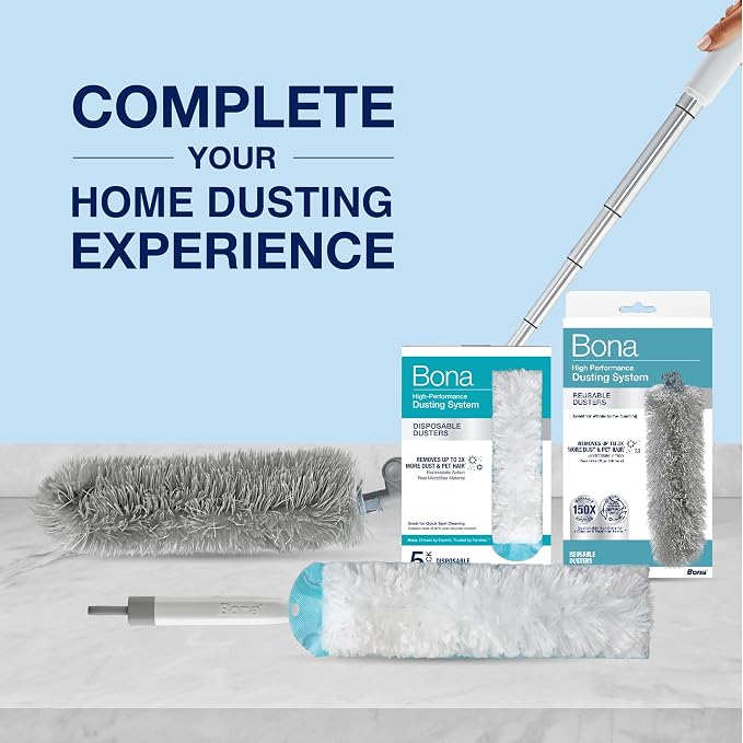Bona Reusable Dusters - 2 Pack - High Performance Dusting System | Microfiber Dusters Remove Dust and Pet Hair for Whole-Home Cleaning