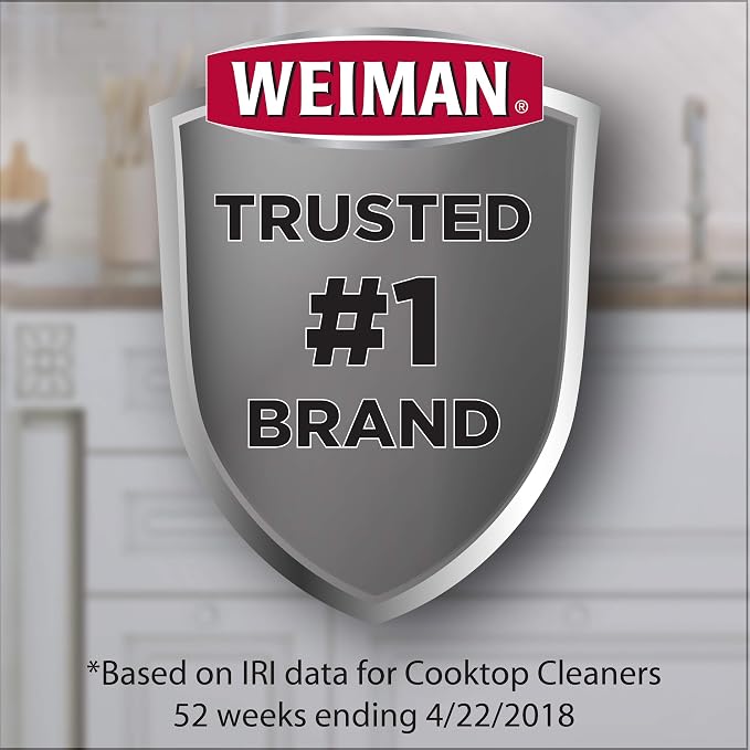 Weiman Glass & Ceramic Cooktop, Stove Top & Oven Cleaner Kit – Kitchen Cleaner Cream, 3 Scrubbing Pads & Scraper for Burnt-On Food & Grease, Clean Shine - Safe for Induction, Electric & Gas Cooktops