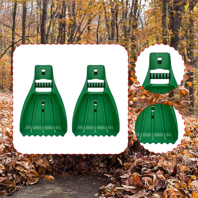 Gralara 2Pcs Leaf Grabbers, Ergonomic Leaves Removal Branches Collector Cleaning Tool for Porch Yard Shrub Lawns Farming