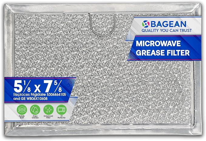 Microwave Filter Replacement 5.12” x 7.64” Fits Frigidaire 5304464105 WB06X10608 GE Microwave Filter - Aluminum Mesh Screen Grease Filter - Filters Air Entering Over the Range Oven Vent Fan