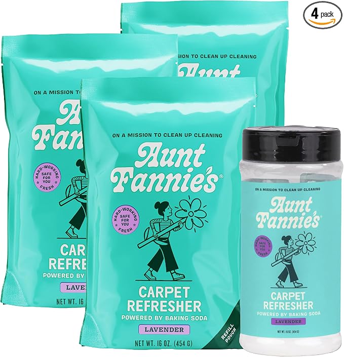 Aunt Fannie's Carpet Bundle, Includes One 16 oz Carpet Refresher Shaker and Three Refills, Lavender Scent, Pack of 4