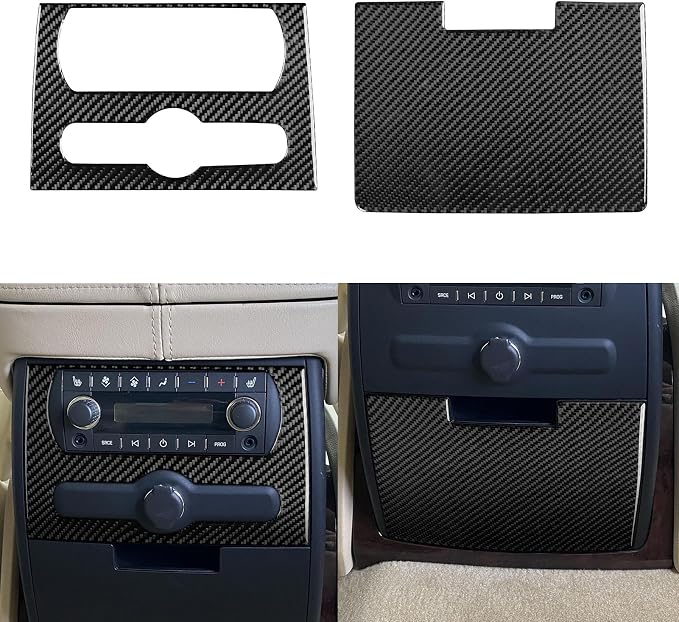 Fit for Cadillac Escalade ESV 2007-2014 / EXT Hybrid 2009-2013 | Real Carbon Fiber | Accessories | Rear Console Trim Set | Stickers | Anti-scratch