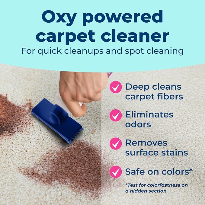 Carbona 2-in-1 Oxy-Powered Carpet Cleaner (13.5 Fl Oz), Spot Cleaner with Dual Sponge & Bristle Applicator for Targeted Cleaning, Fast Formula