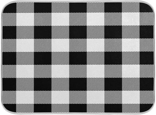White and Black Buffalo Plaid Dish Drying Mat 18x24 for Kitchen Classic Buffalo Check Dishes Pad Dish Drainer Rack Mats Absorbent Fast Dry Kitchen Accessories