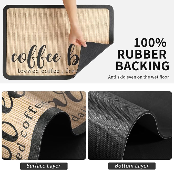 HotLive Coffee Mat - Absorbent Hide Stain Rubber Backed Dish Drying Mat for Kitchen Counter - Bar Mats for Countertops Accessories Fit Under Coffee Maker Espresso Machine