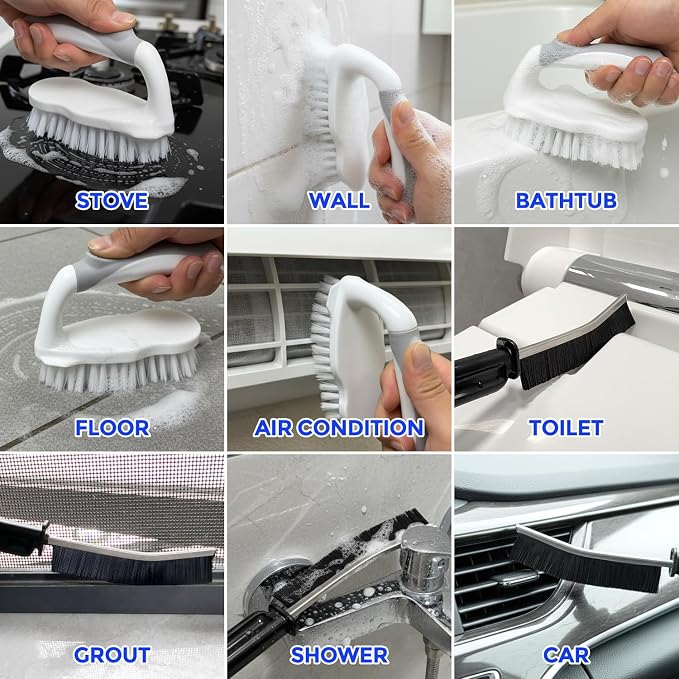 Holikme 6 Pack Cleaning Brush Scrub Brush Kitchen Brush for Floor,Blue | Scrub Brushes for Cleaning, Heavy-Duty Scrub Brush, Stiff Bristles Cleaning Brush for Kitchen Bathtub Floor and Wall