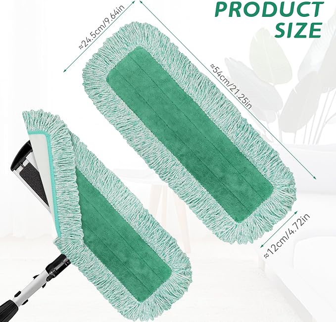 Dust Mop Pads for Rubbermaid Commercial Microfiber Dust Mops - 18 inch Mop Head Replacement with Fringe - Reusable Wet & Dry Cleaning Flat Mops System 18" 17" Refill for Multi-Surface Floor - 4 Pack