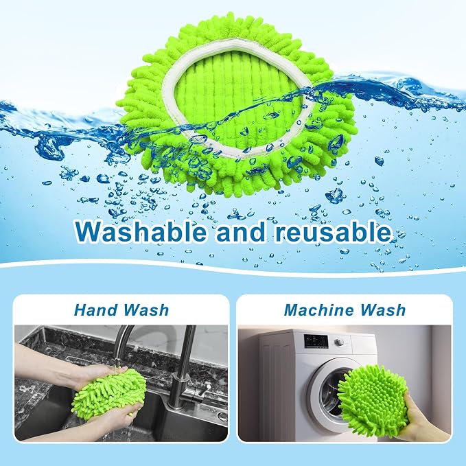 Mop Replace Head for O Cedar, Spin Mop Heads Replacements for Ocedar Easywring 1 Tank Spin Mop, Chenille Duster for Ocedar Mop Include 3 Pack Microfiber Chenille Mop Pad for Ocedar Spin Mop