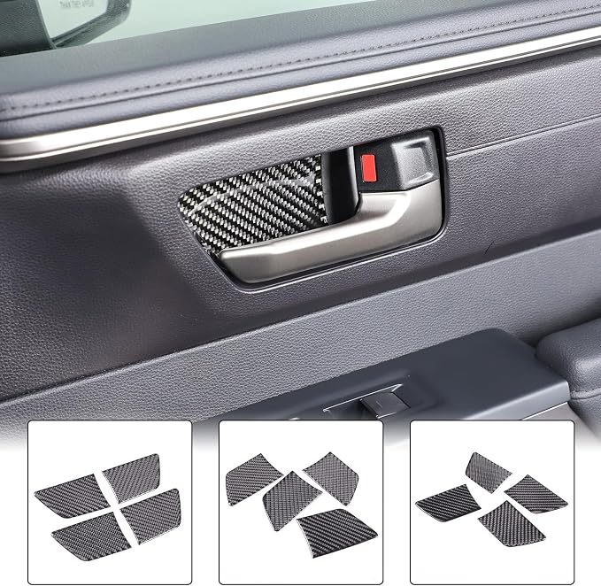 Toyota Tundra/Sequoia 2022-2024 Non-Marking Car Door Bowl Protector - Real Carbon Fiber 3D Sticker, Scratch Protective Film