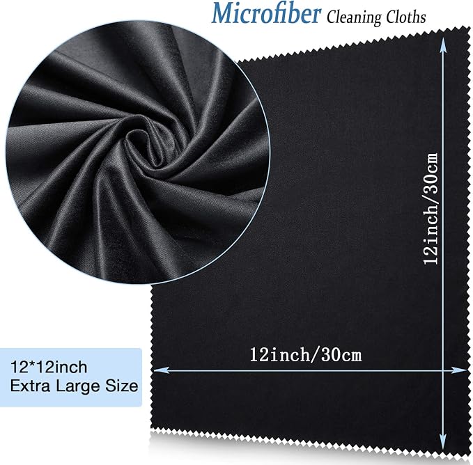 Frienda 12 Pack Large Microfiber Glass Cleaning Cloths 12 x 12 Inch Oversized Eyeglass Sunglasses Cleaning Cloths for Electronics Glasses Screens and Lenses(