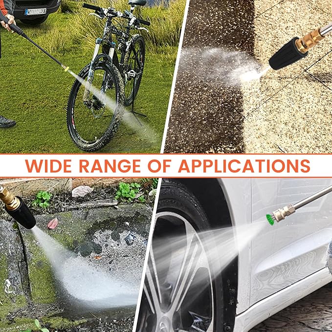 Pressure Washer Tips Rotating Turbo Nozzle, 4000PSI Max Power Washer Accessories Parts, with 7pcs Spray Jet Nozzles Kit Attachment&1/4 IN Quick Connector, for Cleaning Concrete, Brick Surface