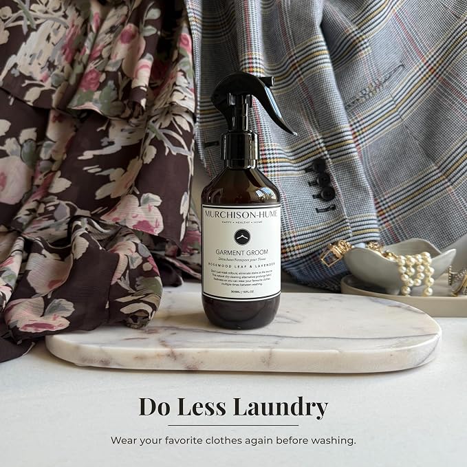 Murchison-Hume Garment Groom Fabric Spray & Stain Remover | Natural Dry-Cleaning Alternative | Odor Eliminator + Wrinkle Release | Refreshes Clothes Between Wears | Rosewood Leaf & Lavender|