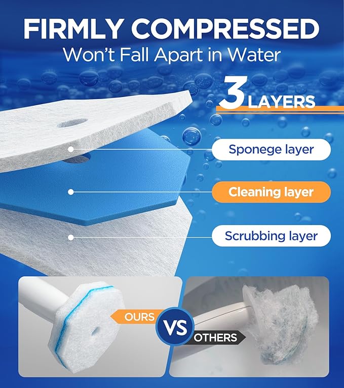 36 Count Toilet Wand Refills For Clorox Toilet Wand, 5X Cleaning Power Toilets Bowl Cleaners With Exclusive Formula, High-Density Disposable Toilets Brush Scrubber - No Falling Apart, Fresh Fragrance