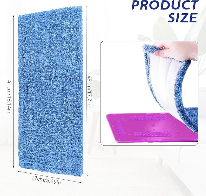 Mop Pads Replacement for Rejuvenate Microfiber Mops, Compatible with Rejuvenate Click N Clean Multi-Surface Spray Mop, Resuable Microfiber Refill Head, Easy to Replace, Machine Washable（3 Pack）