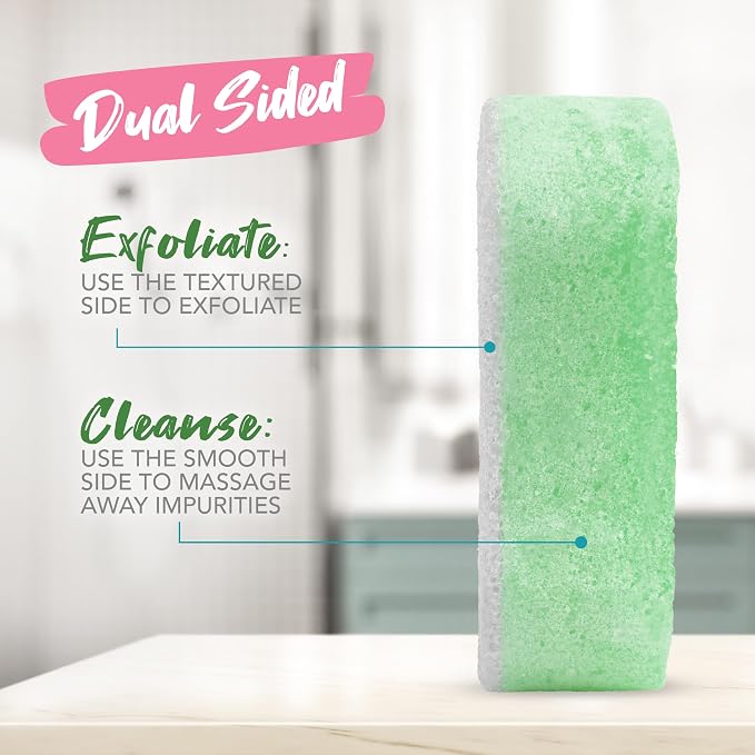Spongables Pedi Scrub Foot Exfoliating 20+ Wash Sponge, Peppermint and Tea Tree, 3 Count