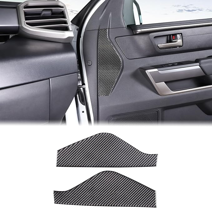 Aunginsy Car Inner Door Anti-Collision Cushion Protector Stickers Compatible with Toyota Tundra/Sequoia 2022 2023 2024 Truck Real Carbon Fiber Decorative Sticker Protection Cover Interior Accessories