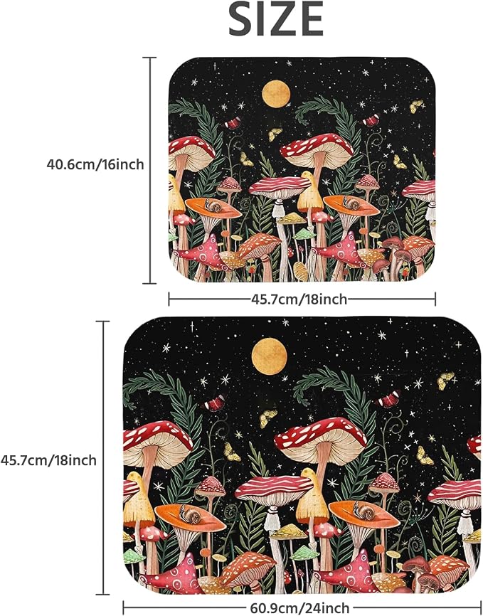 Dish Drying Mat for Kitchen Counter 16x18 Inch, Super Absorbent Dish Drainer Mat, Decorative Microfiber Dishes Drying Pad-Small(Mushroom)
