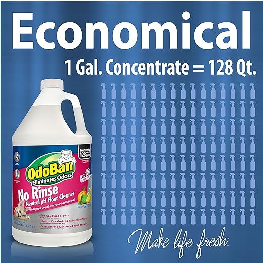 OdoBan Pet Solutions No Rinse Neutral pH Floor Cleaner Concentrate, Made in the USA, Splash O' Citrus Scent, 3 Gallons