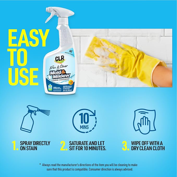 CLR Brands® Mold & Mildew Bleach-Free Free & Clear Stain Remover, No Dyes or Fragrances, 26 Oz Bottle (Pack of 1)
